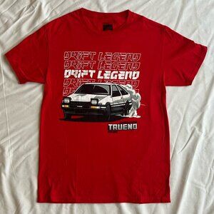 Toyota Men's Small Red Drift Legend Sprinter Trueno AE86 Regular Fit Graphic Tee